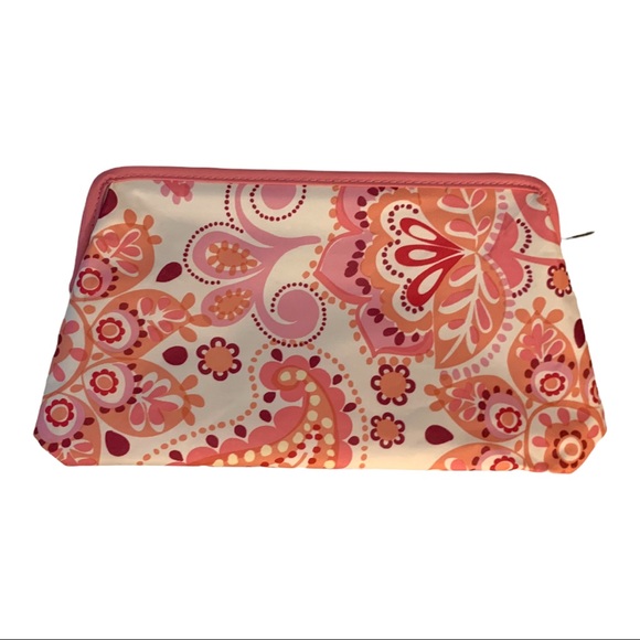 NWOT Clinique Pink Paisley Geometric Floral Makeup Bag Cosmetic Case - Picture 4 of 9